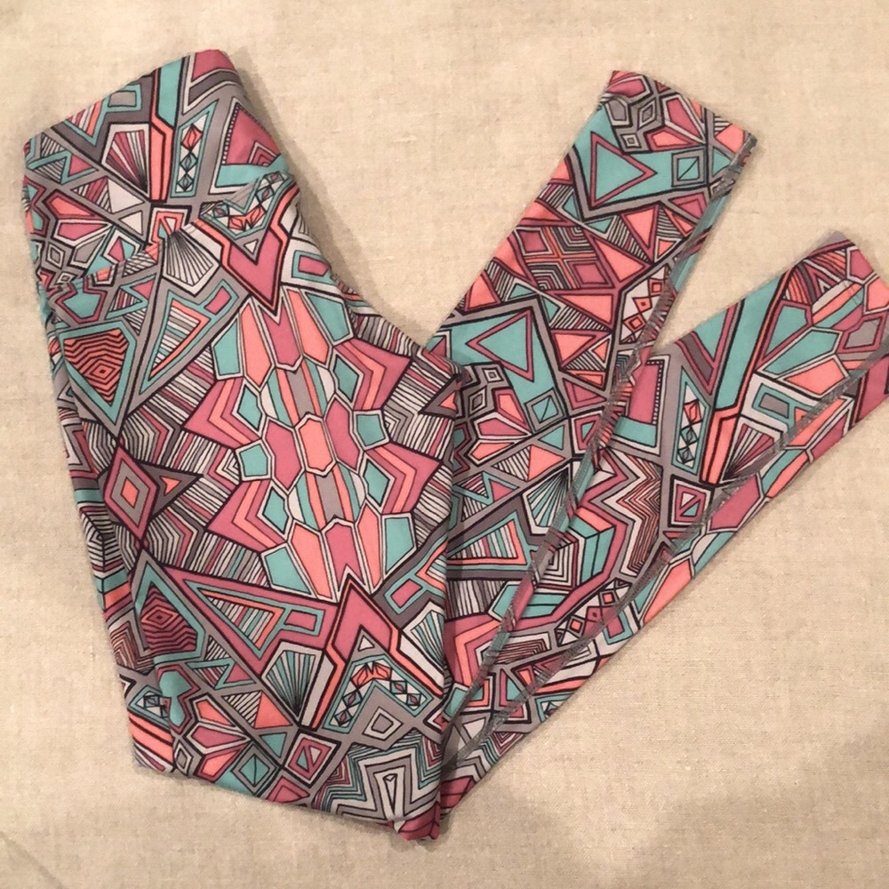 ASICS Leggings Geometric green, Peach, Pink design size SMALL